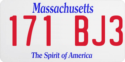 MA license plate 171BJ3