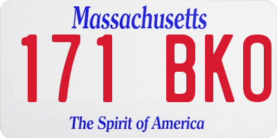MA license plate 171BK0