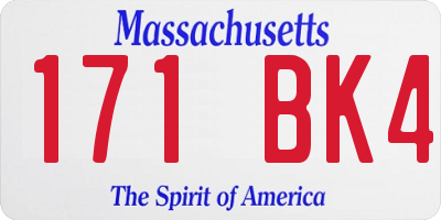 MA license plate 171BK4