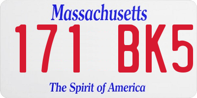 MA license plate 171BK5
