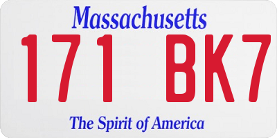 MA license plate 171BK7