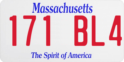 MA license plate 171BL4