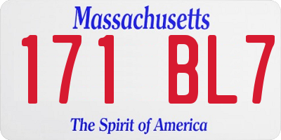 MA license plate 171BL7