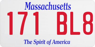 MA license plate 171BL8