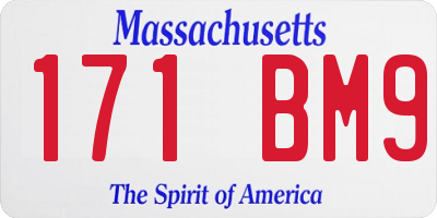 MA license plate 171BM9