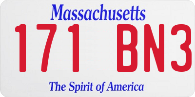 MA license plate 171BN3
