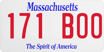 MA license plate 171BO0