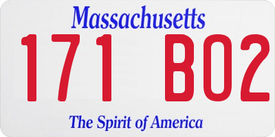 MA license plate 171BO2
