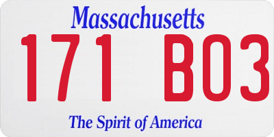 MA license plate 171BO3