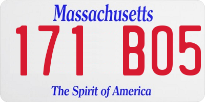 MA license plate 171BO5