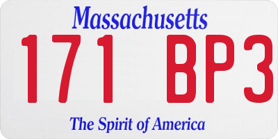 MA license plate 171BP3