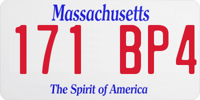 MA license plate 171BP4