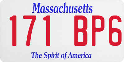 MA license plate 171BP6