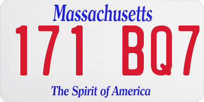 MA license plate 171BQ7