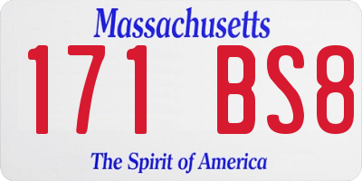 MA license plate 171BS8