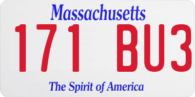 MA license plate 171BU3