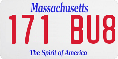 MA license plate 171BU8