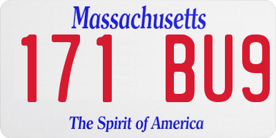 MA license plate 171BU9