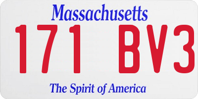 MA license plate 171BV3