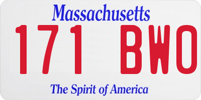 MA license plate 171BW0