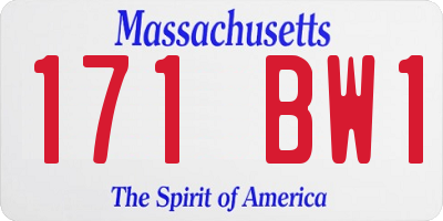 MA license plate 171BW1