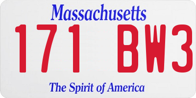 MA license plate 171BW3