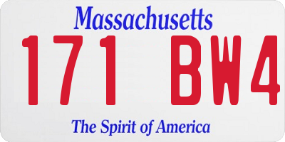 MA license plate 171BW4