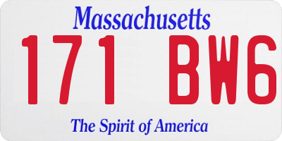 MA license plate 171BW6