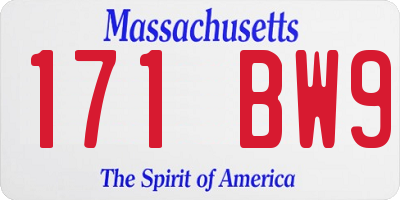 MA license plate 171BW9