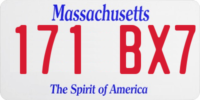 MA license plate 171BX7