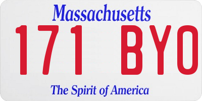 MA license plate 171BY0