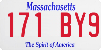 MA license plate 171BY9