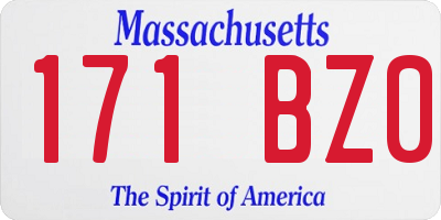 MA license plate 171BZ0