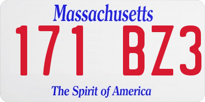 MA license plate 171BZ3