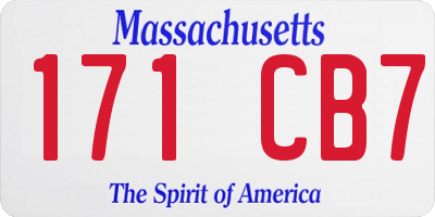 MA license plate 171CB7