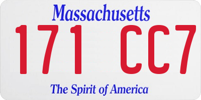MA license plate 171CC7