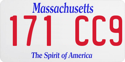 MA license plate 171CC9