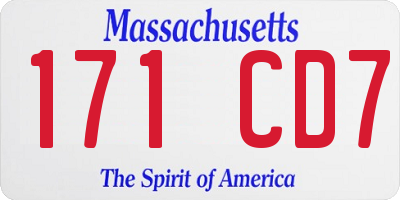 MA license plate 171CD7