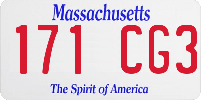 MA license plate 171CG3
