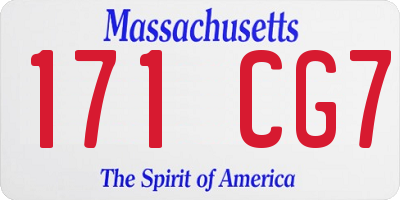 MA license plate 171CG7