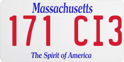 MA license plate 171CI3