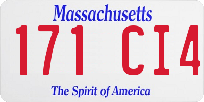 MA license plate 171CI4