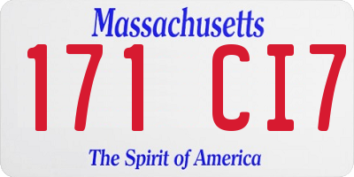 MA license plate 171CI7