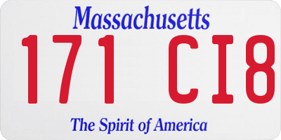 MA license plate 171CI8