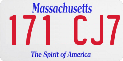 MA license plate 171CJ7