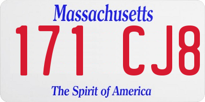 MA license plate 171CJ8