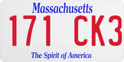 MA license plate 171CK3