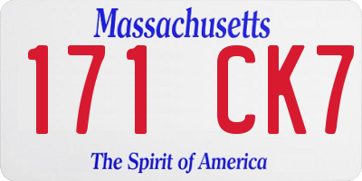 MA license plate 171CK7