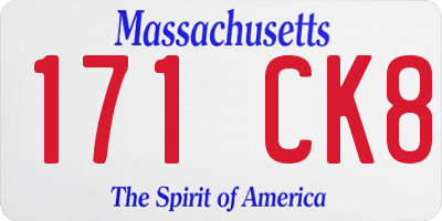 MA license plate 171CK8