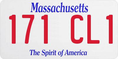 MA license plate 171CL1